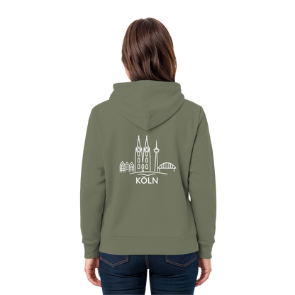 Köln Skyline (großer Druck auf dem Rücken) - Premium Unisex Hoodie