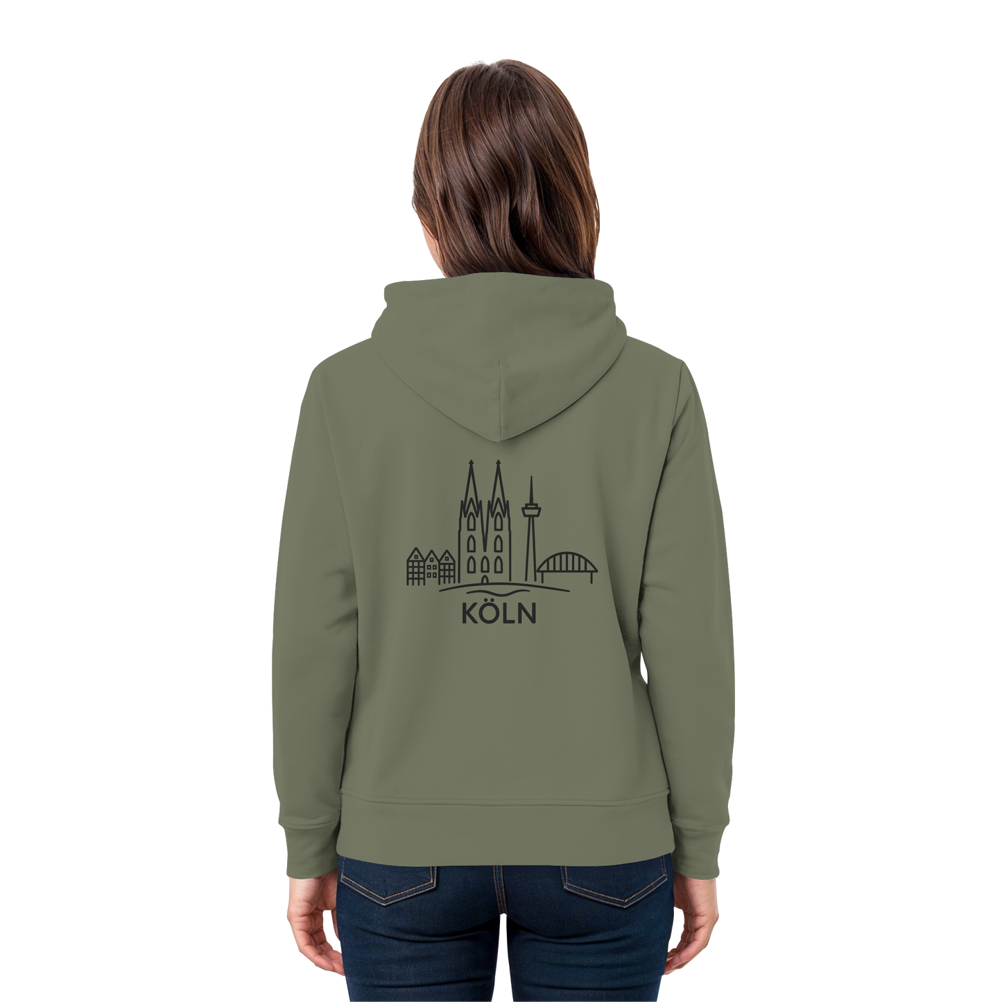 Köln Skyline (großer Druck auf dem Rücken) - Premium Unisex Hoodie