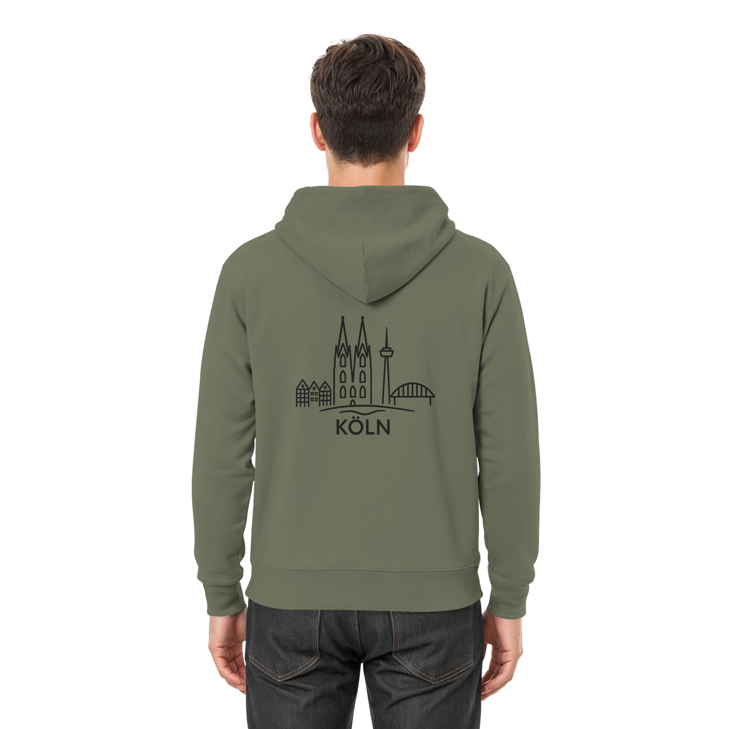 Köln Skyline (großer Druck auf dem Rücken) - Premium Unisex Hoodie