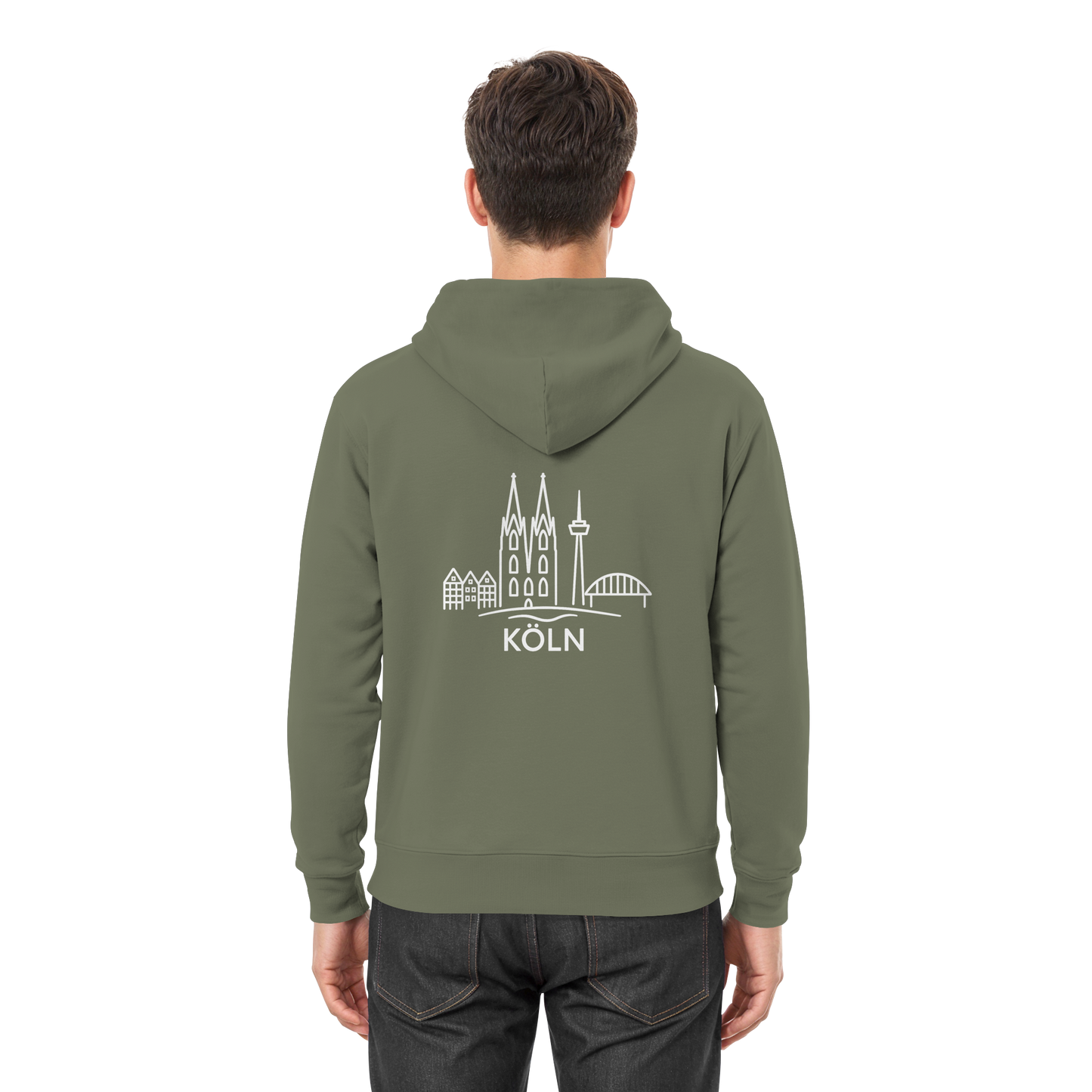 Köln Skyline (großer Druck auf dem Rücken) - Premium Unisex Hoodie