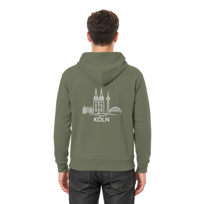 Köln Skyline (großer Druck auf dem Rücken) - Premium Unisex Hoodie