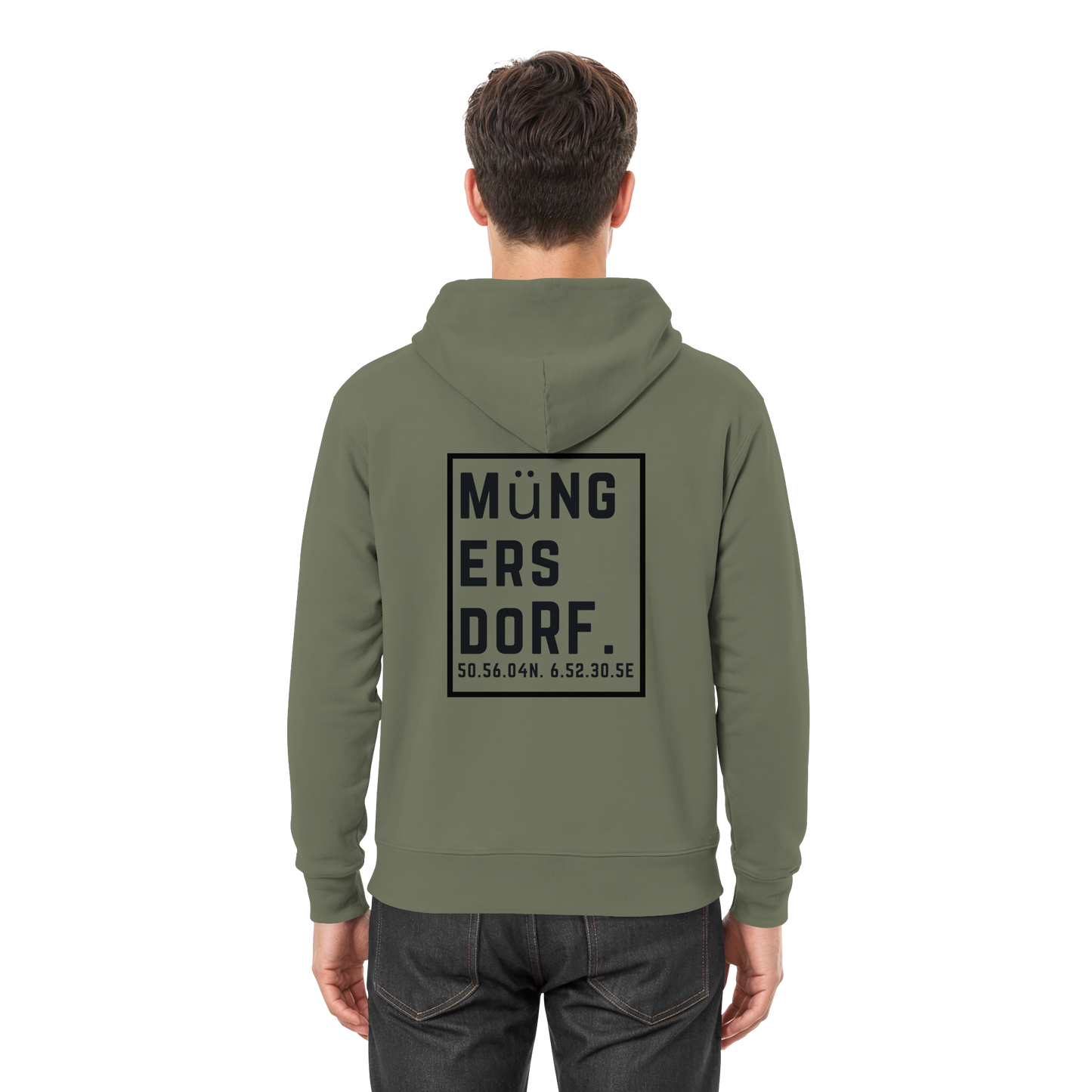 Müngersdorf Koordinaten (großer Druck auf dem Rücken) - Premium Unisex Hoodie