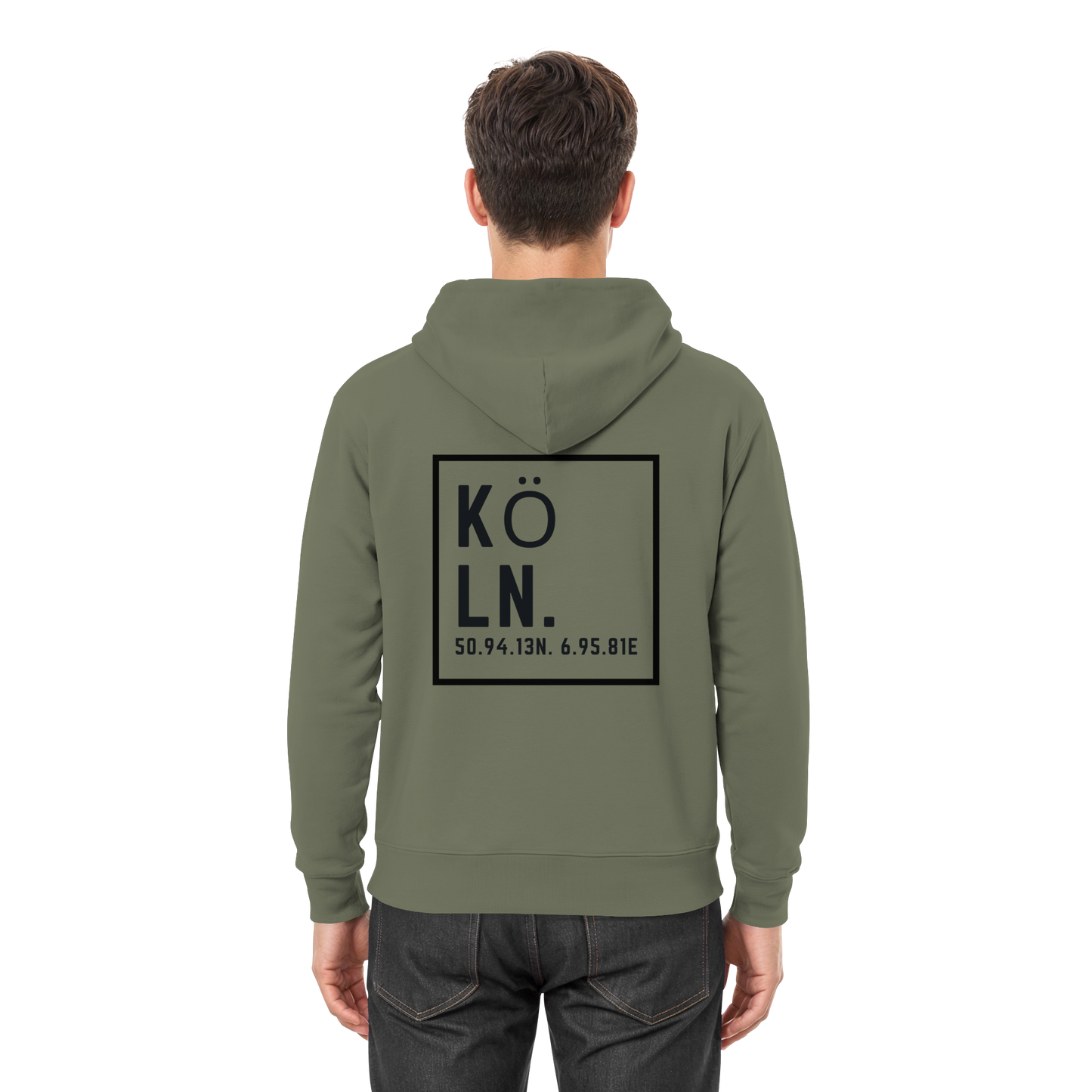 Köln Koordinaten (großer Druck auf dem Rücken) - Premium Unisex Hoodie