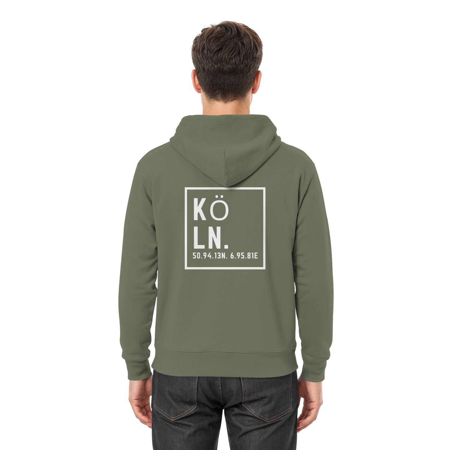 Köln Koordinaten (großer Druck auf dem Rücken) - Premium Unisex Hoodie