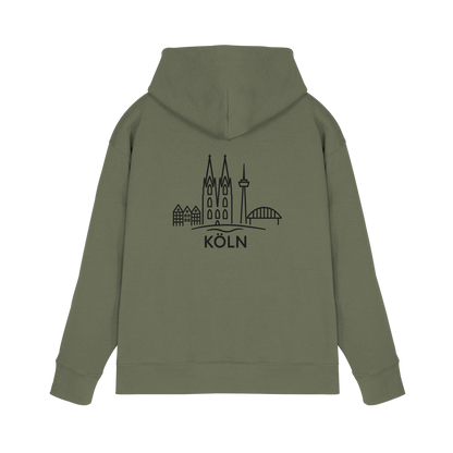 Köln Skyline (großer Druck auf dem Rücken) - Premium Unisex Hoodie