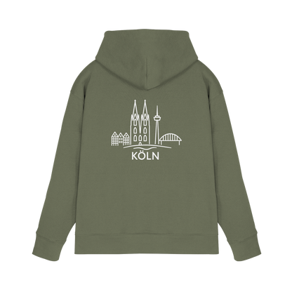 Köln Skyline (großer Druck auf dem Rücken) - Premium Unisex Hoodie