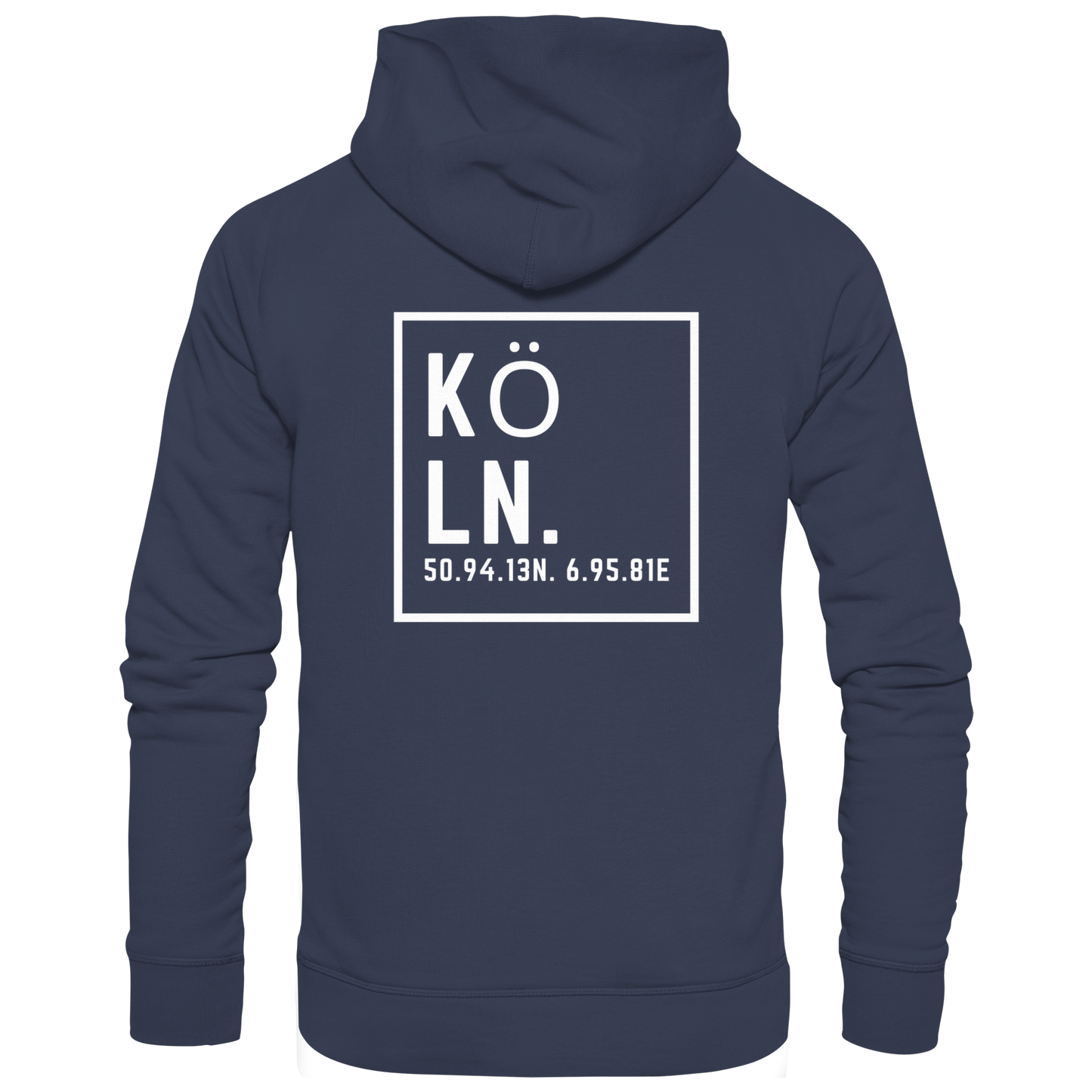 Köln Koordinaten (großer Druck auf dem Rücken) - Premium Unisex Hoodie