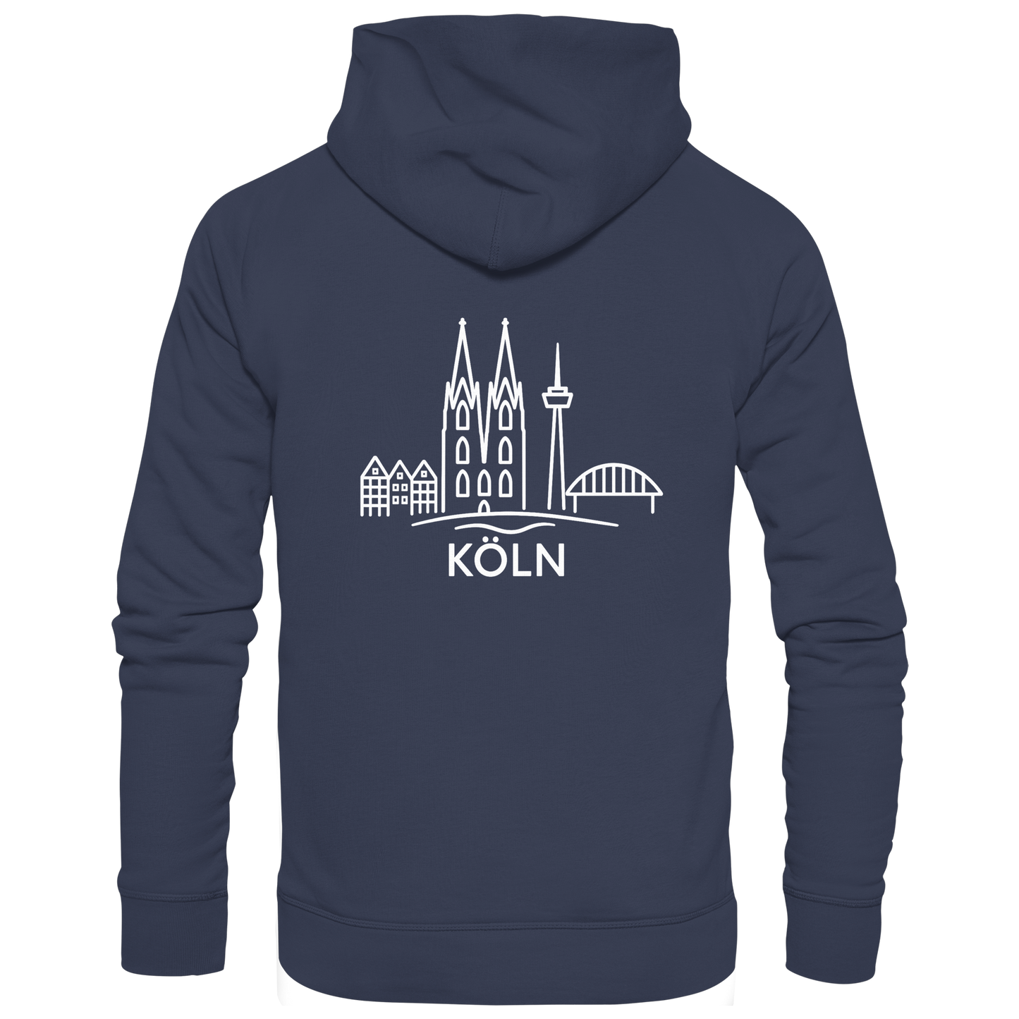 Köln Skyline (großer Druck auf dem Rücken) - Premium Unisex Hoodie