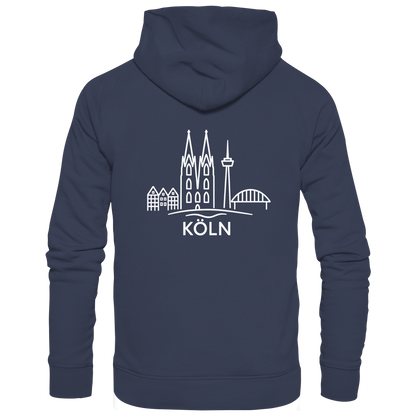 Köln Skyline (großer Druck auf dem Rücken) - Premium Unisex Hoodie