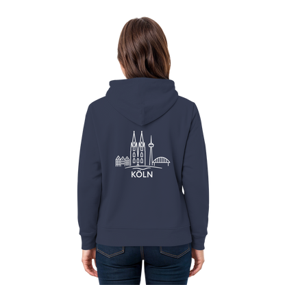 Köln Skyline (großer Druck auf dem Rücken) - Premium Unisex Hoodie