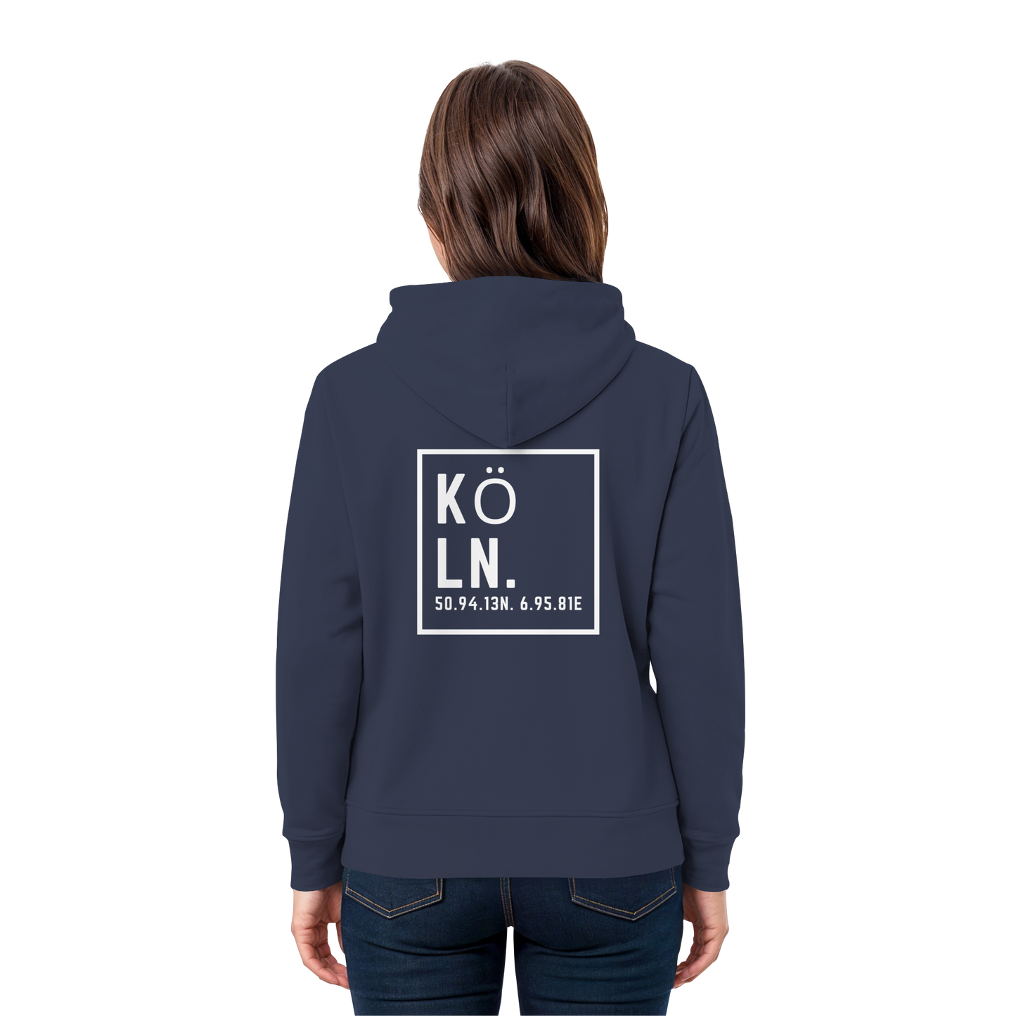 Köln Koordinaten (großer Druck auf dem Rücken) - Premium Unisex Hoodie