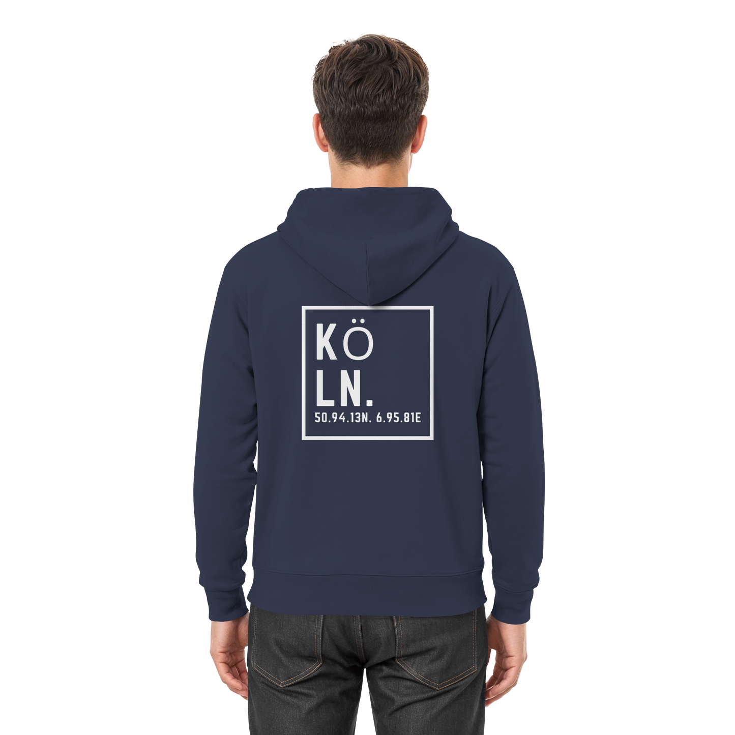 Köln Koordinaten (großer Druck auf dem Rücken) - Premium Unisex Hoodie