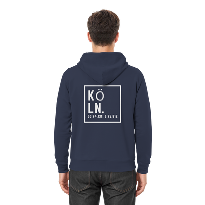 Köln Koordinaten (großer Druck auf dem Rücken) - Premium Unisex Hoodie