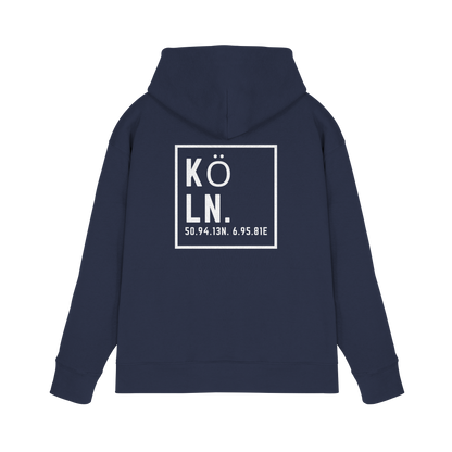 Köln Koordinaten (großer Druck auf dem Rücken) - Premium Unisex Hoodie