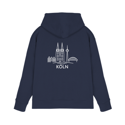 Köln Skyline (großer Druck auf dem Rücken) - Premium Unisex Hoodie