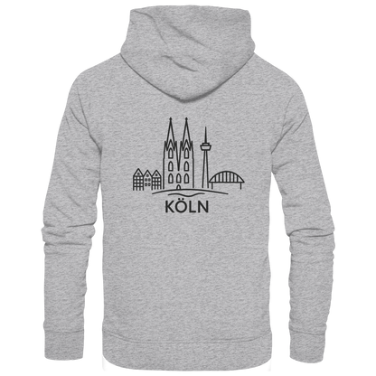 Köln Skyline (großer Druck auf dem Rücken) - Premium Unisex Hoodie