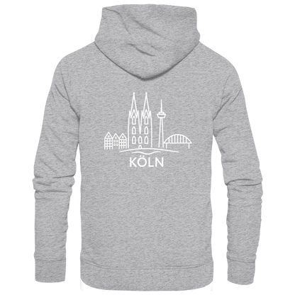Köln Skyline (großer Druck auf dem Rücken) - Premium Unisex Hoodie