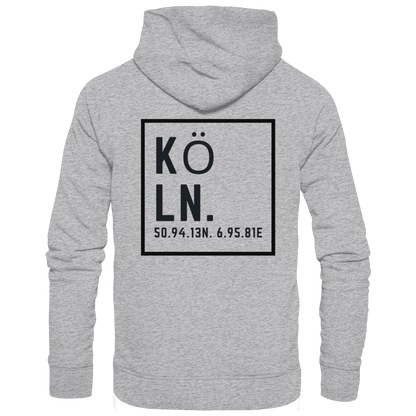 Köln Koordinaten (großer Druck auf dem Rücken) - Premium Unisex Hoodie