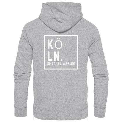 Köln Koordinaten (großer Druck auf dem Rücken) - Premium Unisex Hoodie