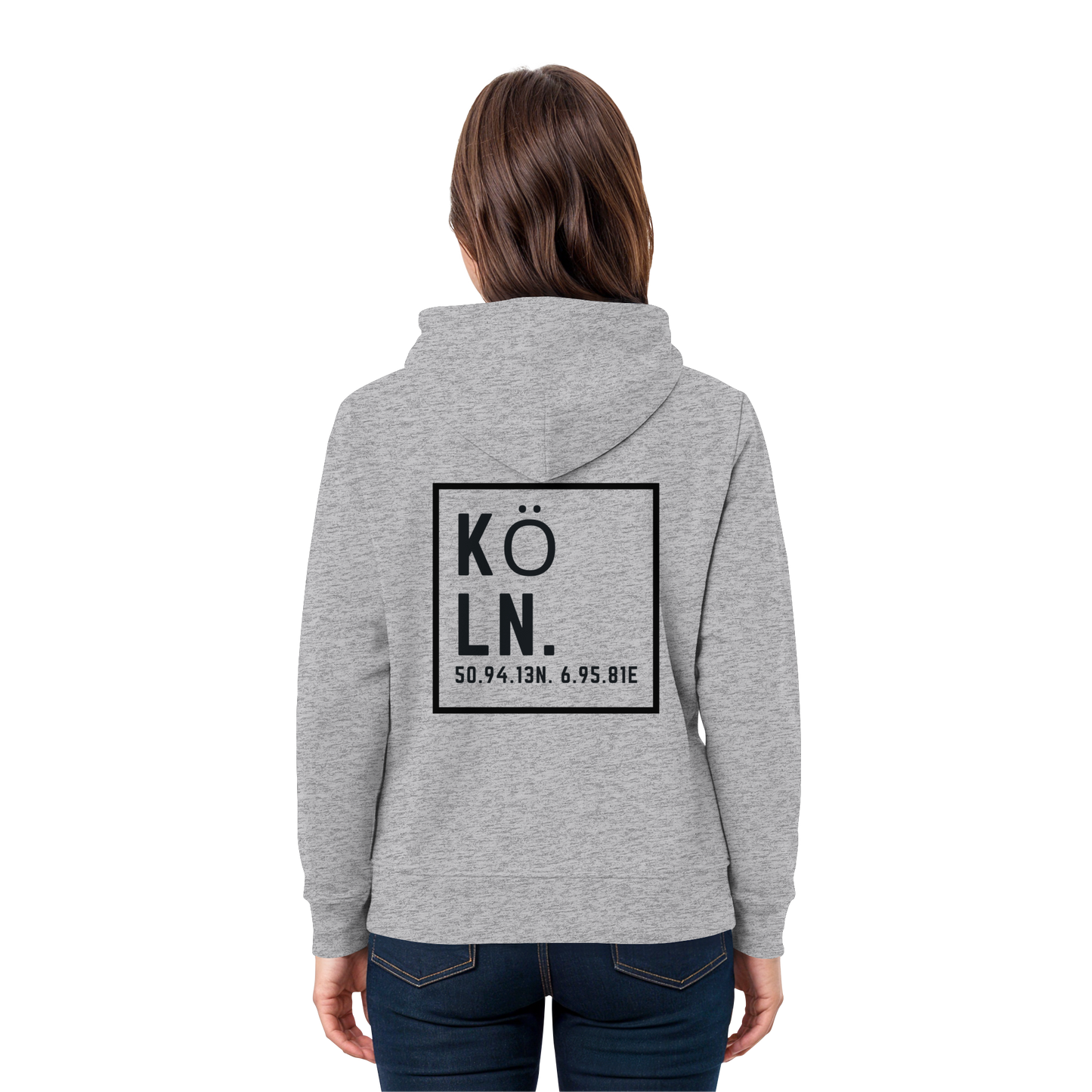Köln Koordinaten (großer Druck auf dem Rücken) - Premium Unisex Hoodie