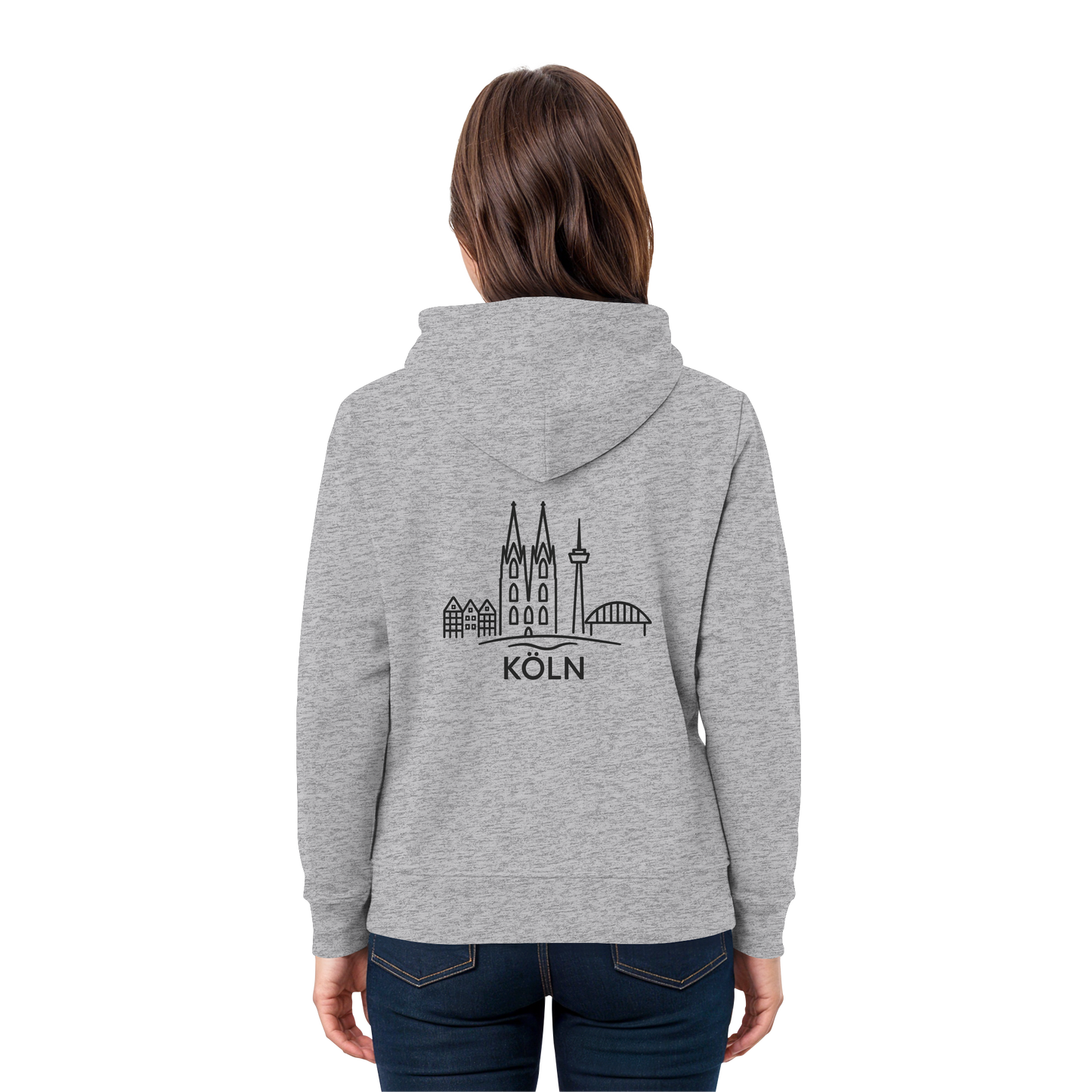 Köln Skyline (großer Druck auf dem Rücken) - Premium Unisex Hoodie