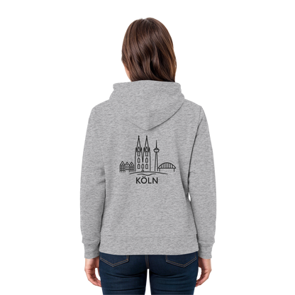 Köln Skyline (großer Druck auf dem Rücken) - Premium Unisex Hoodie