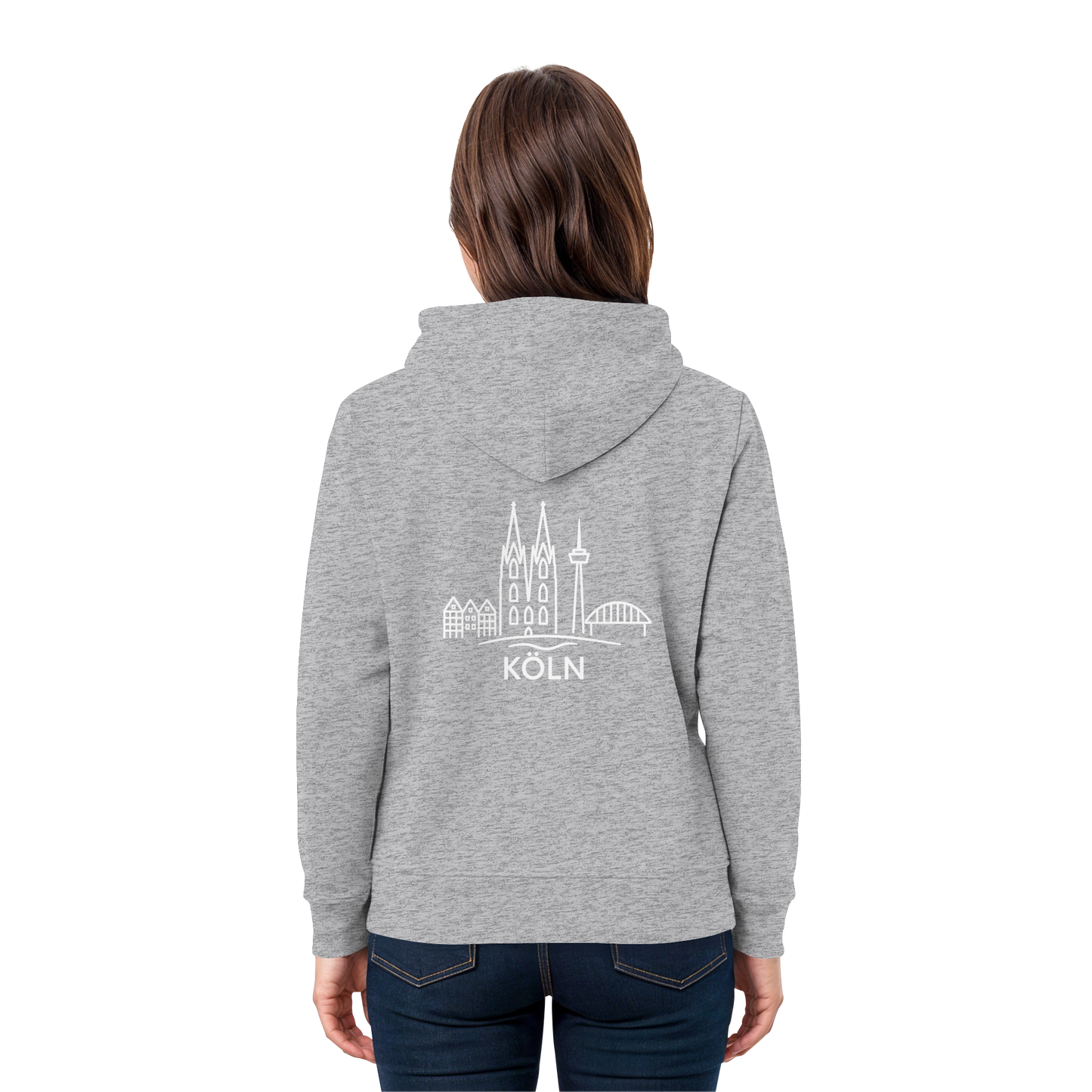 Köln Skyline (großer Druck auf dem Rücken) - Premium Unisex Hoodie