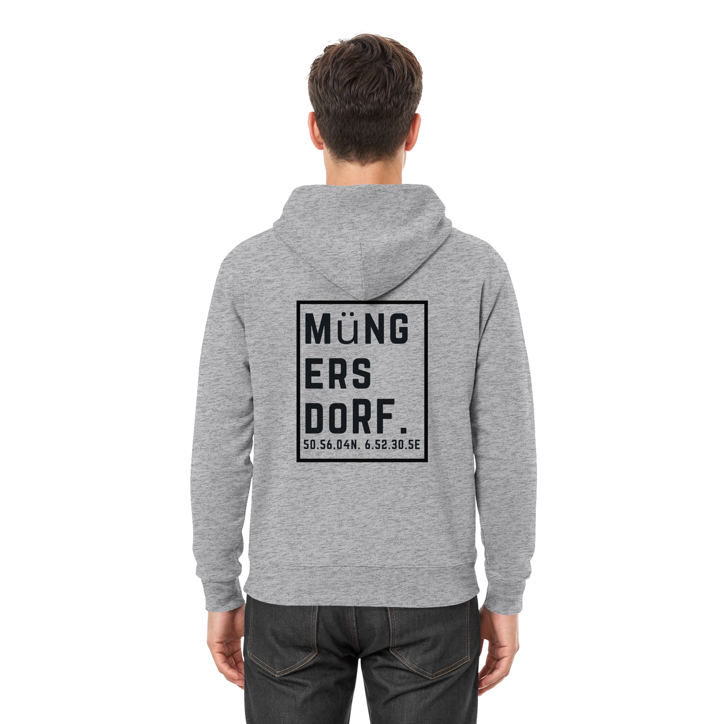 Müngersdorf Koordinaten (großer Druck auf dem Rücken) - Premium Unisex Hoodie