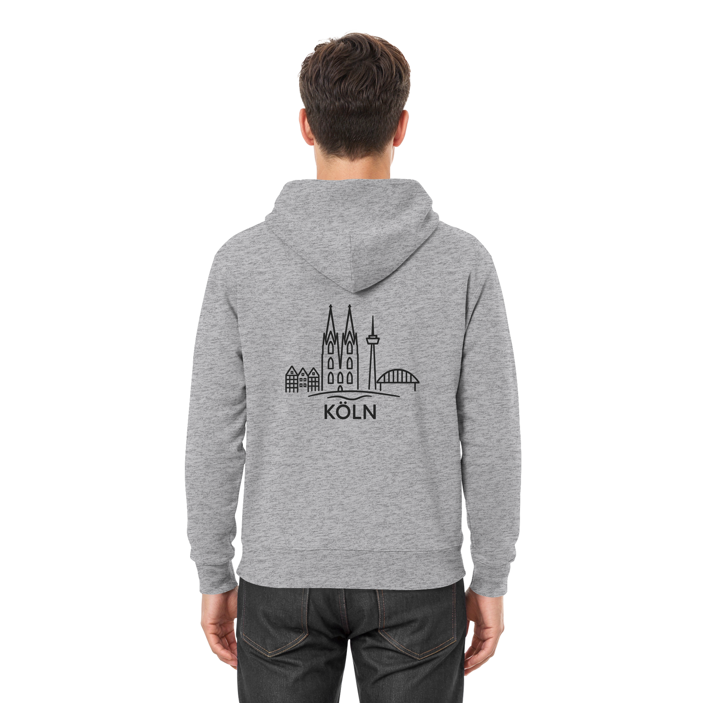 Köln Skyline (großer Druck auf dem Rücken) - Premium Unisex Hoodie