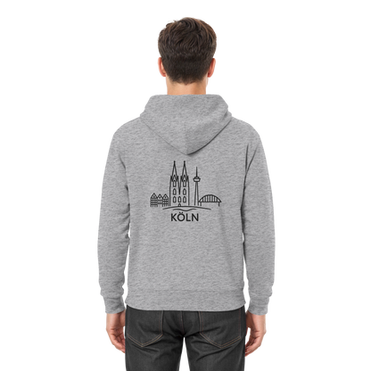 Köln Skyline (großer Druck auf dem Rücken) - Premium Unisex Hoodie