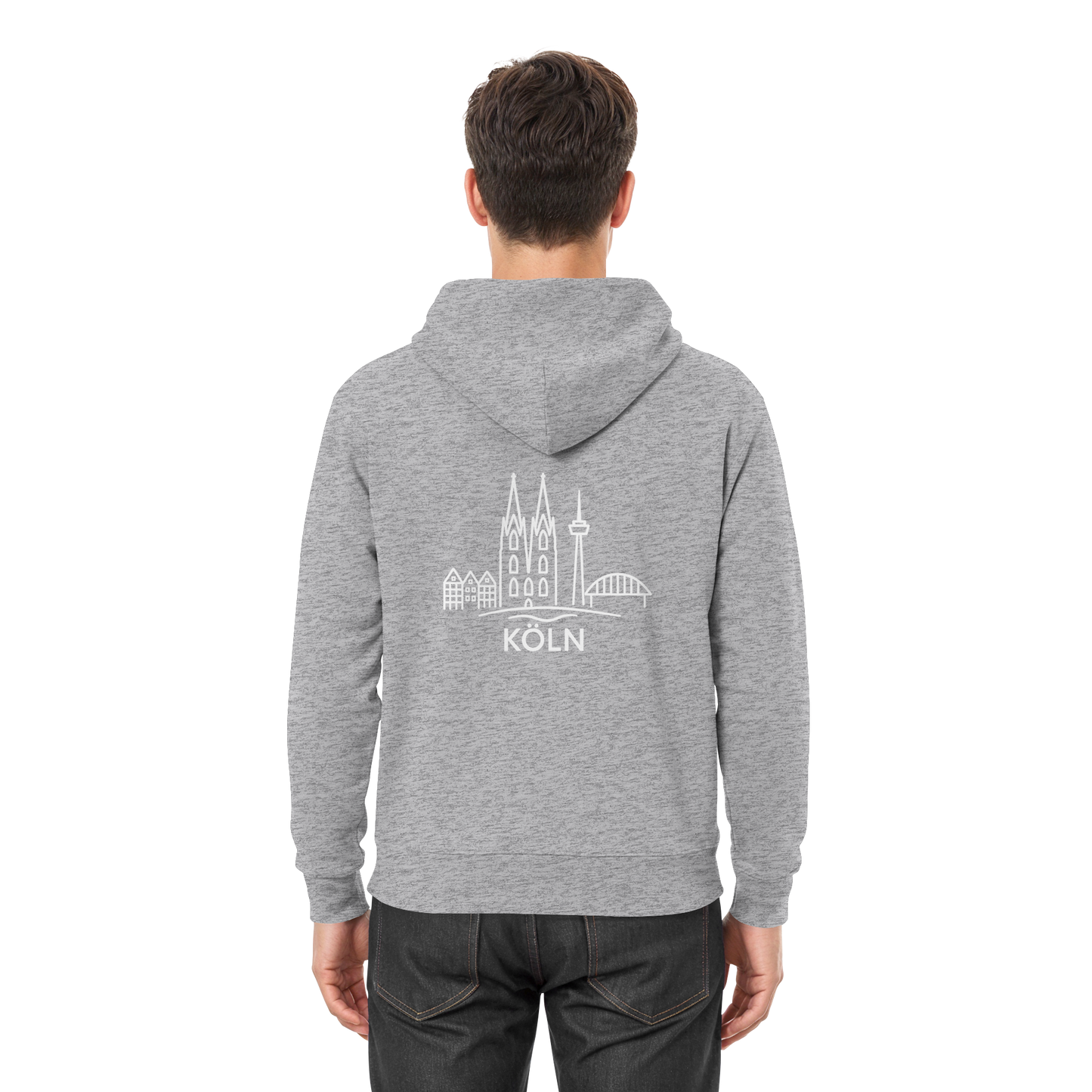 Köln Skyline (großer Druck auf dem Rücken) - Premium Unisex Hoodie