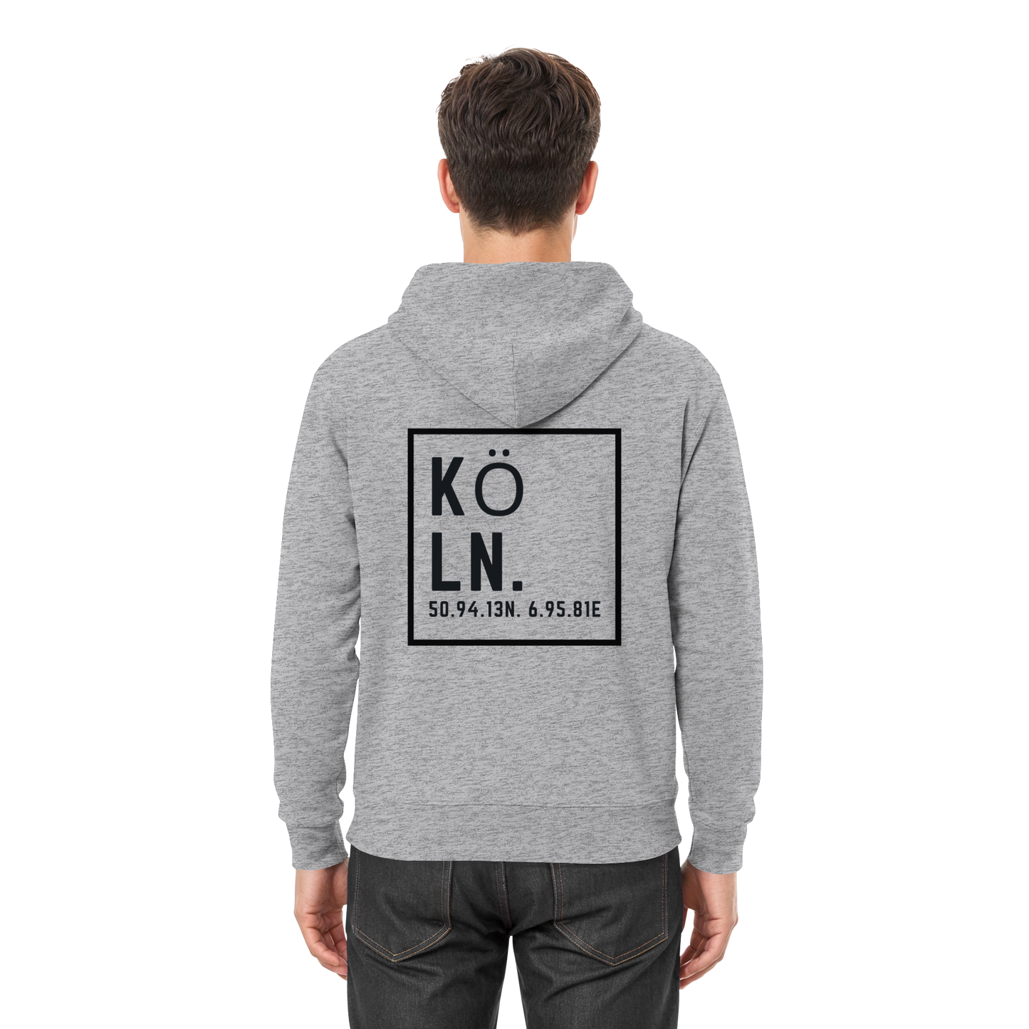 Köln Koordinaten (großer Druck auf dem Rücken) - Premium Unisex Hoodie