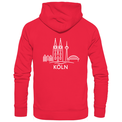 Köln Skyline (großer Druck auf dem Rücken) - Premium Unisex Hoodie