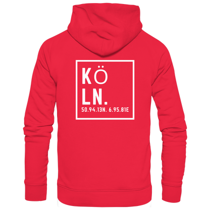 Köln Koordinaten (großer Druck auf dem Rücken) - Premium Unisex Hoodie