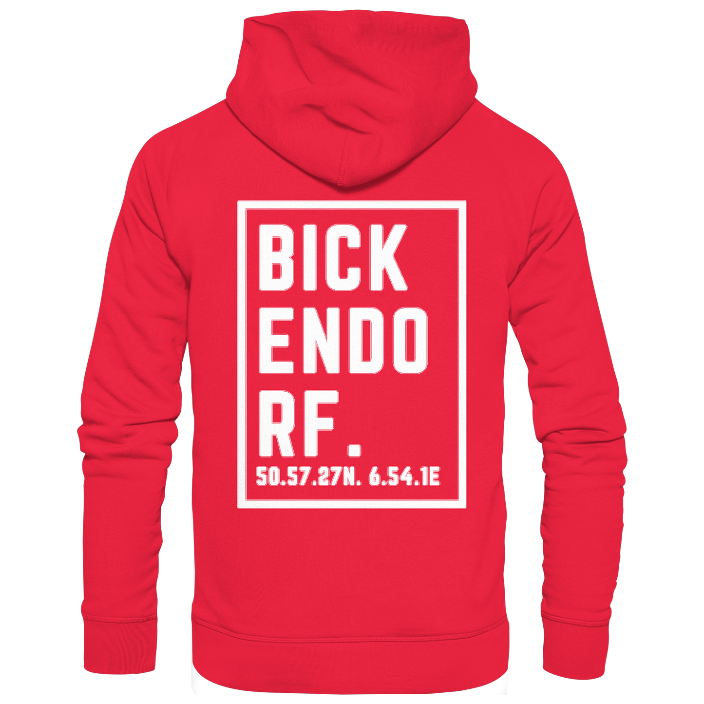 Bickendorf Koordinaten (großer Druck auf dem Rücken) - Premium Unisex Hoodie