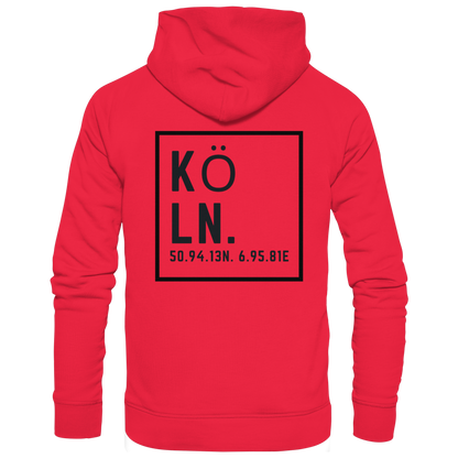 Köln Koordinaten (großer Druck auf dem Rücken) - Premium Unisex Hoodie