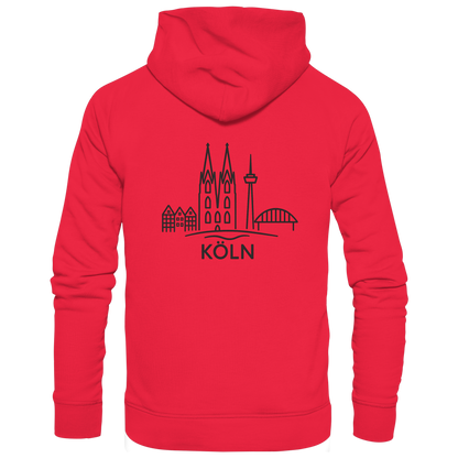 Köln Skyline (großer Druck auf dem Rücken) - Premium Unisex Hoodie