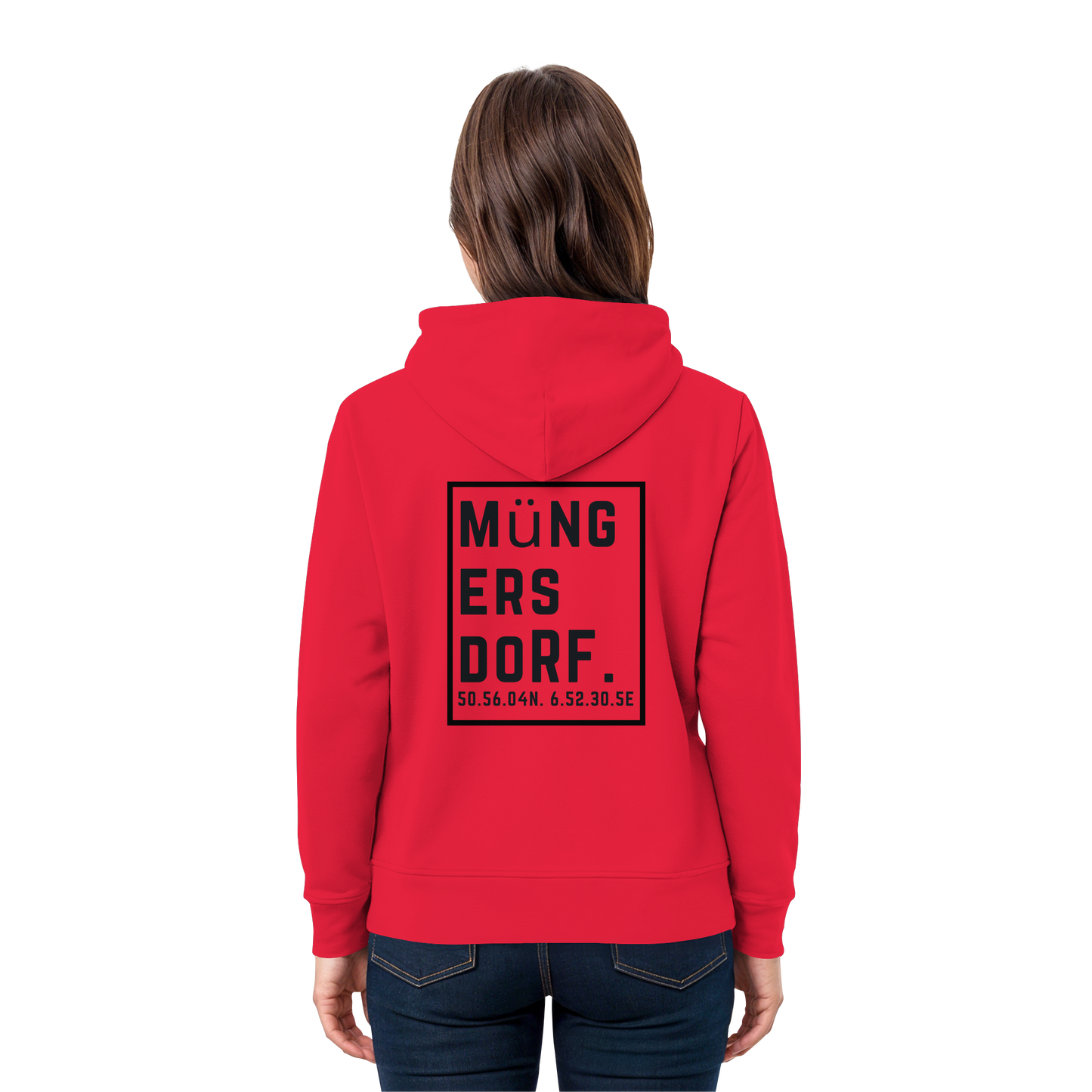 Müngersdorf Koordinaten (großer Druck auf dem Rücken) - Premium Unisex Hoodie