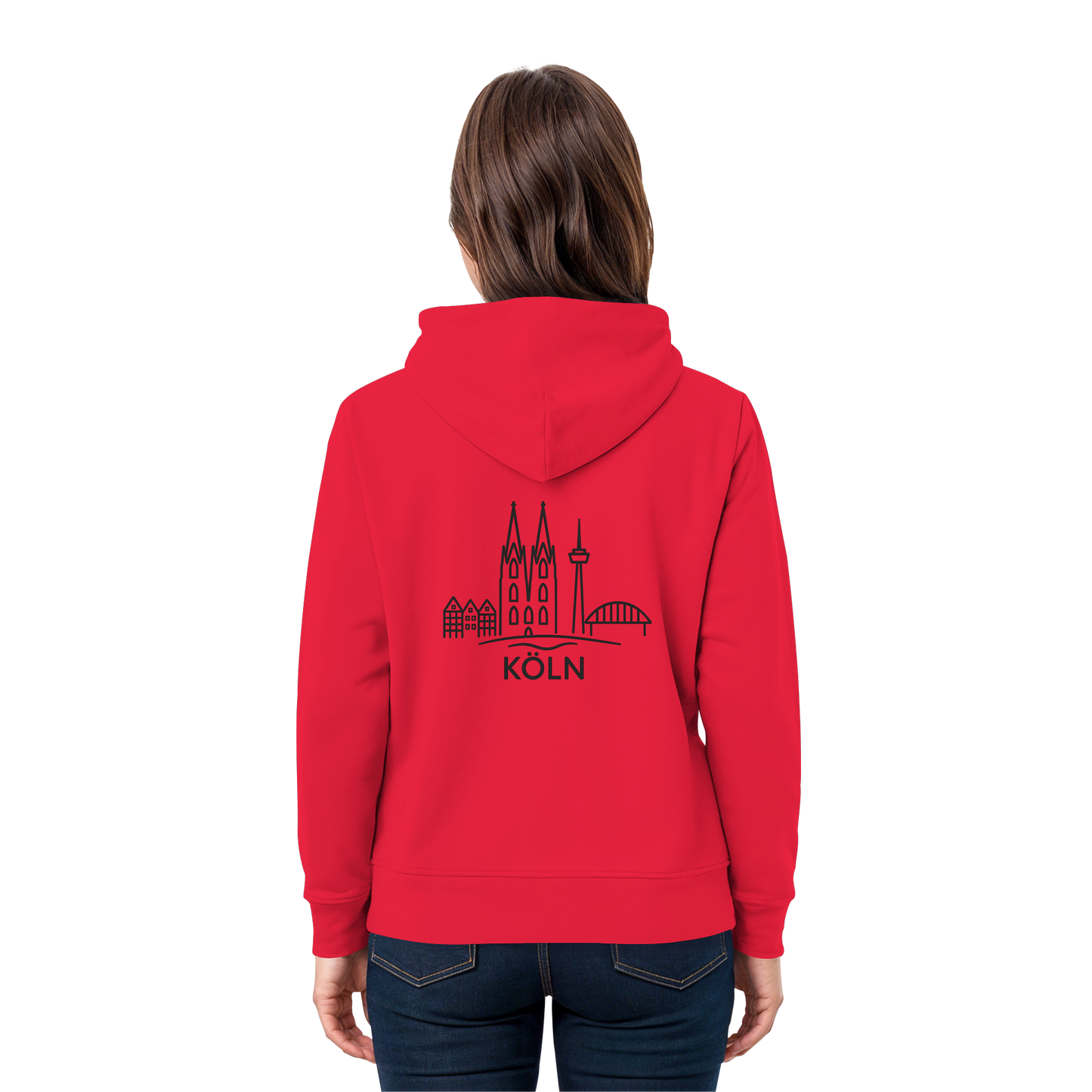 Köln Skyline (großer Druck auf dem Rücken) - Premium Unisex Hoodie