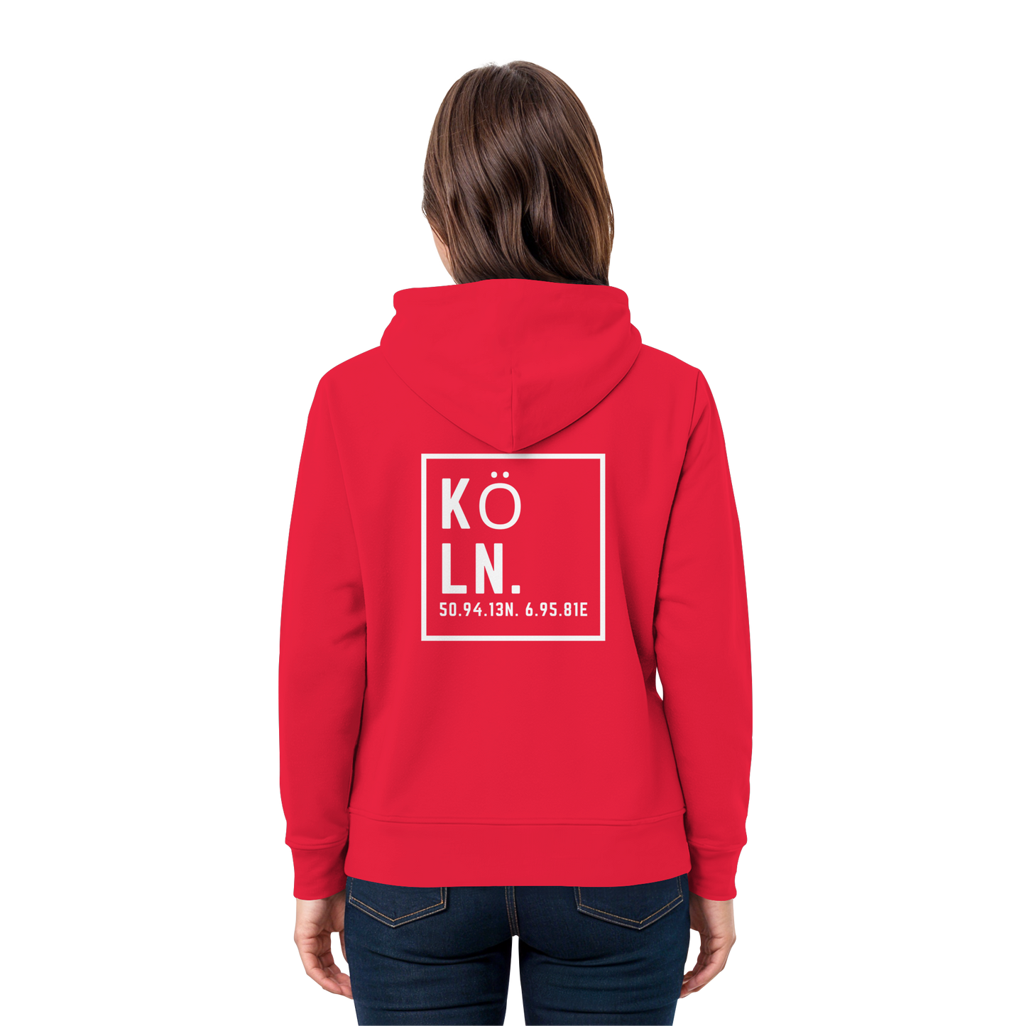 Köln Koordinaten (großer Druck auf dem Rücken) - Premium Unisex Hoodie