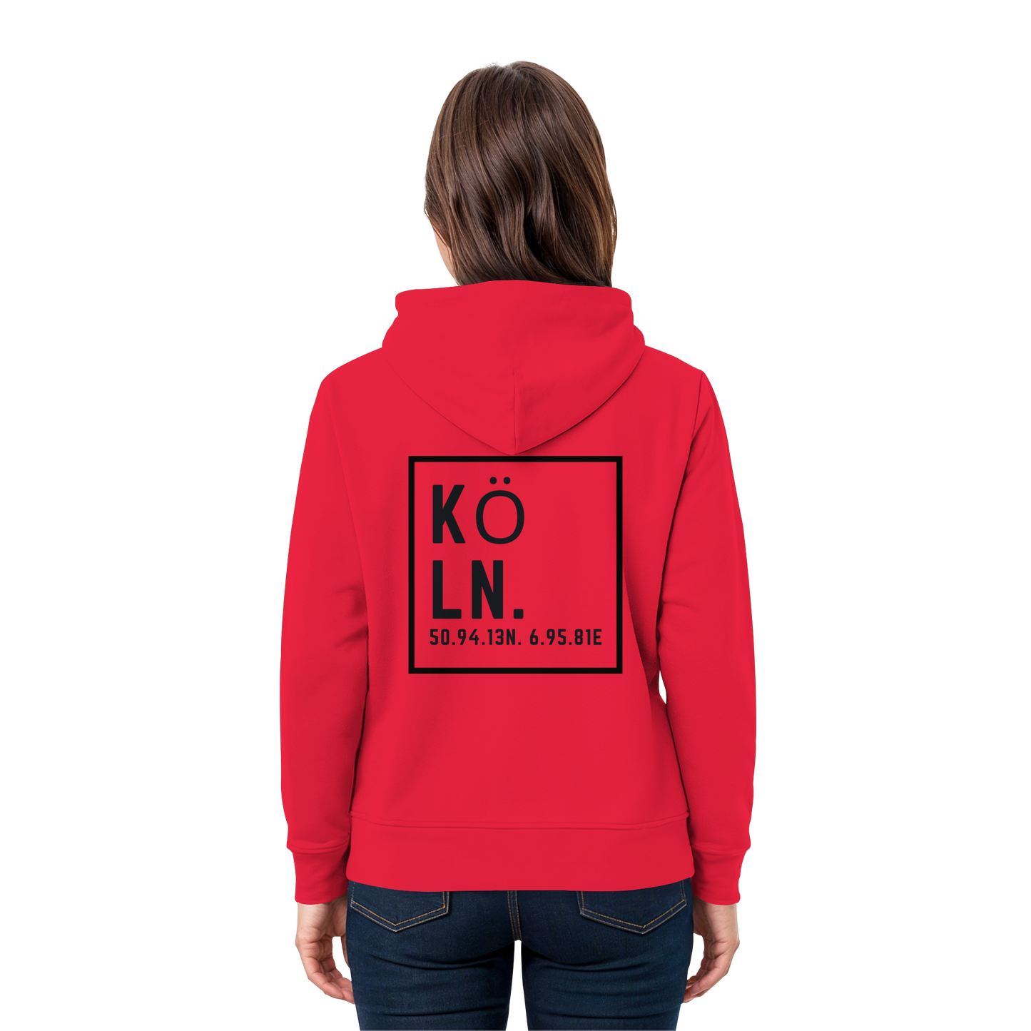 Köln Koordinaten (großer Druck auf dem Rücken) - Premium Unisex Hoodie