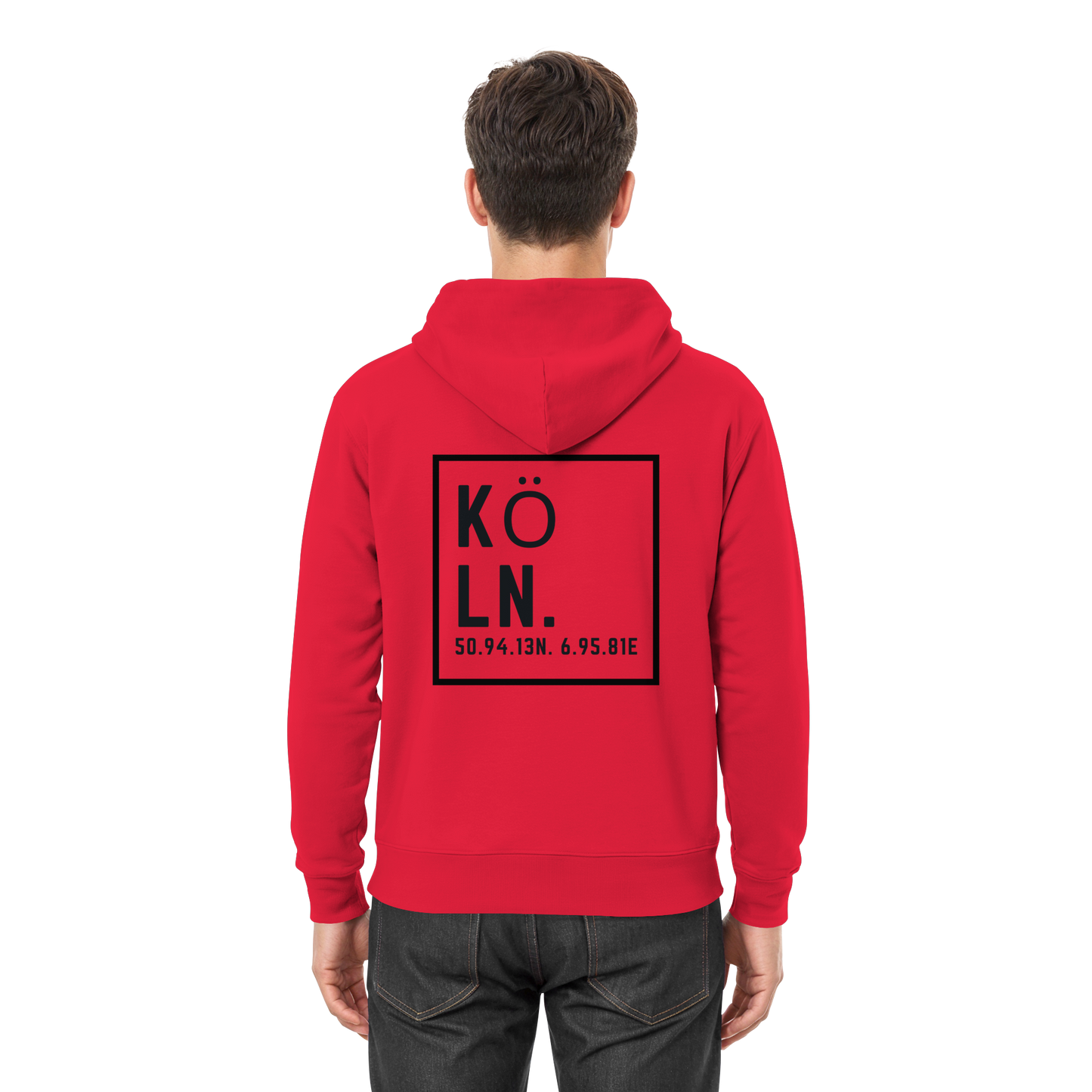 Köln Koordinaten (großer Druck auf dem Rücken) - Premium Unisex Hoodie