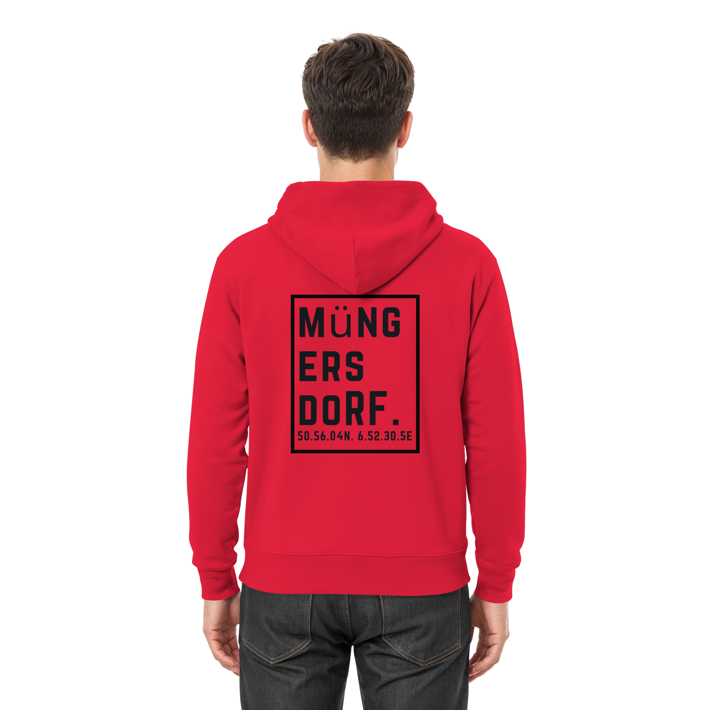 Müngersdorf Koordinaten (großer Druck auf dem Rücken) - Premium Unisex Hoodie