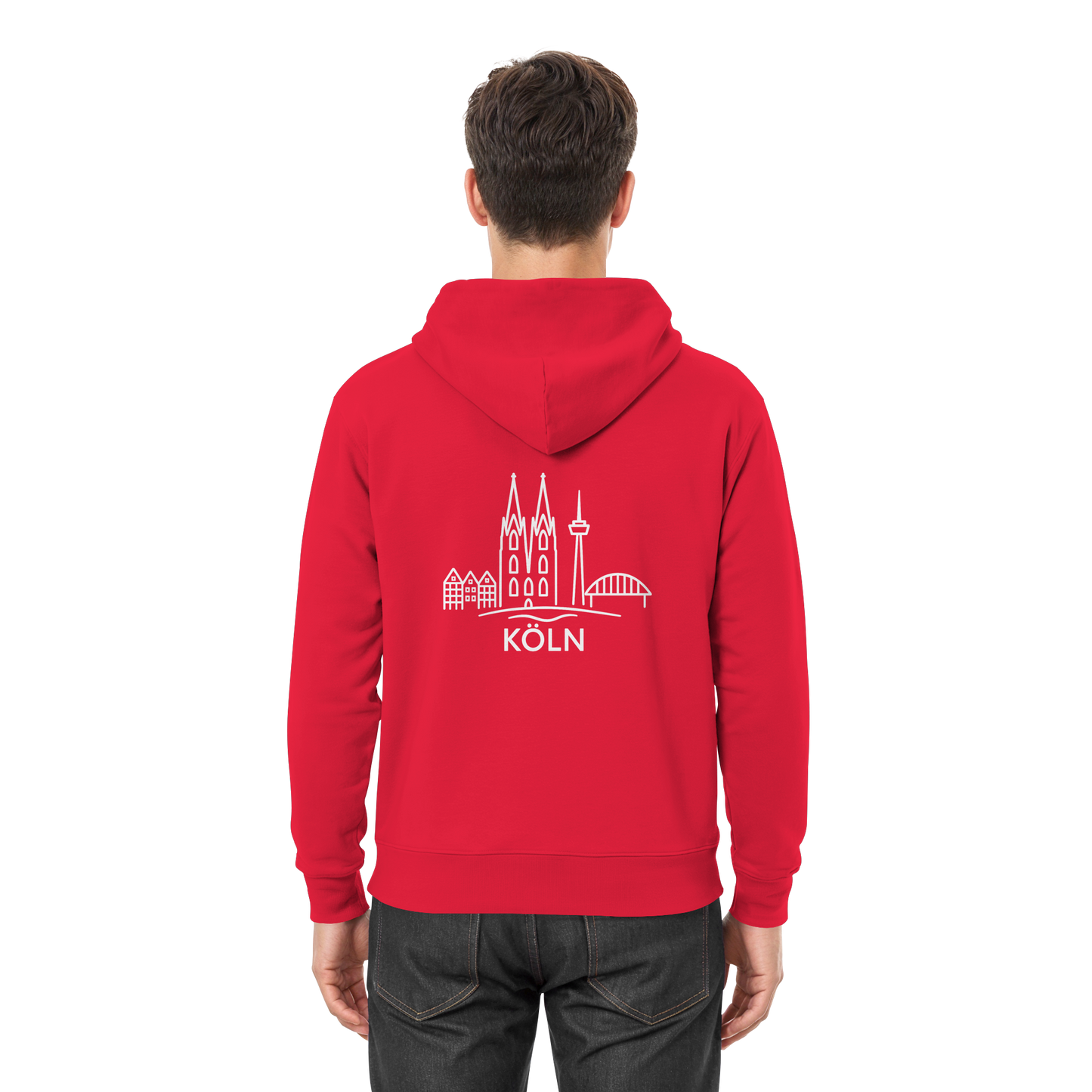Köln Skyline (großer Druck auf dem Rücken) - Premium Unisex Hoodie