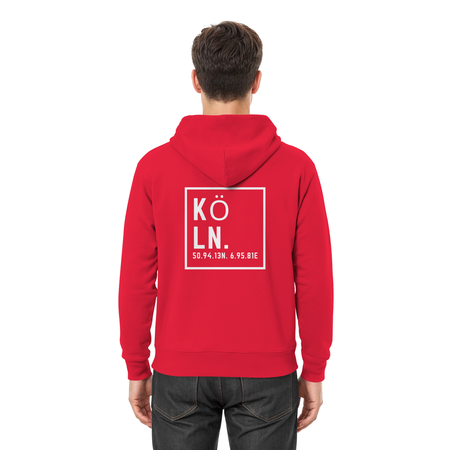 Köln Koordinaten (großer Druck auf dem Rücken) - Premium Unisex Hoodie