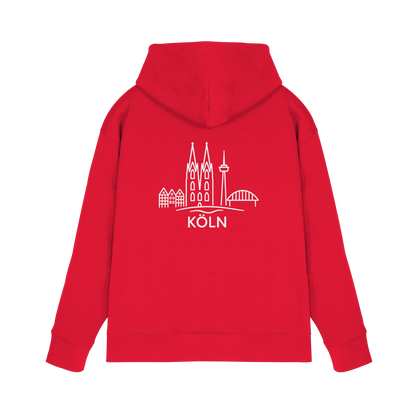 Köln Skyline (großer Druck auf dem Rücken) - Premium Unisex Hoodie