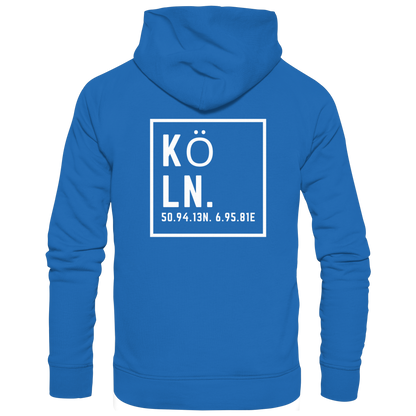Köln Koordinaten (großer Druck auf dem Rücken) - Premium Unisex Hoodie