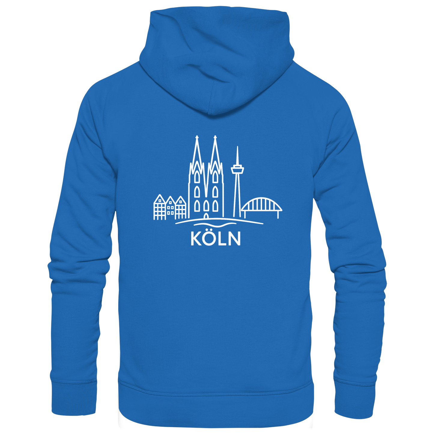 Köln Skyline (großer Druck auf dem Rücken) - Premium Unisex Hoodie