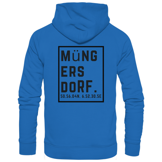 Müngersdorf Koordinaten (großer Druck auf dem Rücken) - Premium Unisex Hoodie