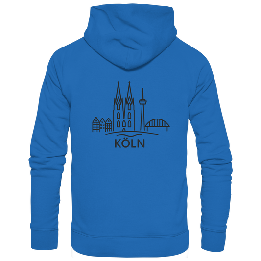 Köln Skyline (großer Druck auf dem Rücken) - Premium Unisex Hoodie